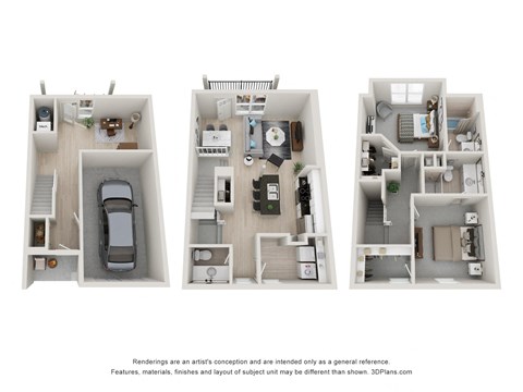 Floor plan for 2 beds, 2.5 baths, 1540 sqft